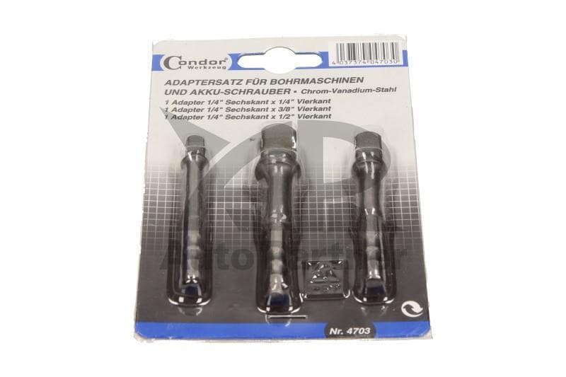 ADAPTATEURS POUR PERCEUSES ET DOUILLES, 3 PIECES.