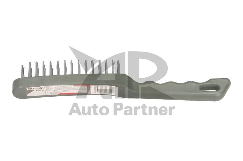 BROSSE MÉTALLIQUE, FIL D'ACIER, 4 RANGÉES, MANCHE EN PLASTIQUE