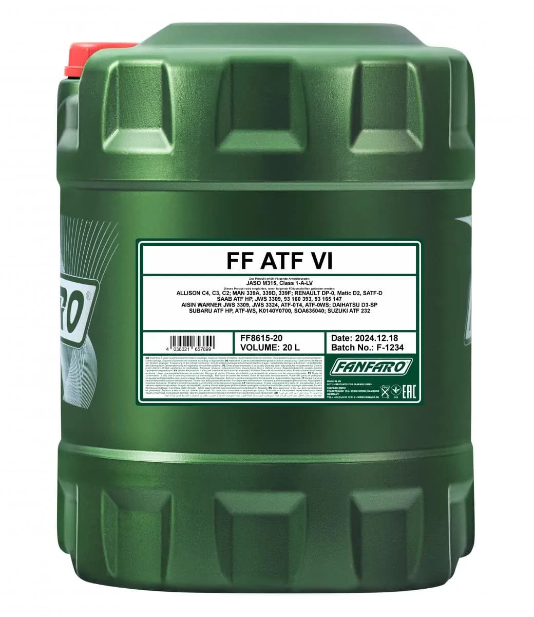 OLEJ FANFARO ATF VI 20L / GM DEX VI / MERCON LV / TOYOTA WS / SP-IV / 236.14 / ALLISON C4