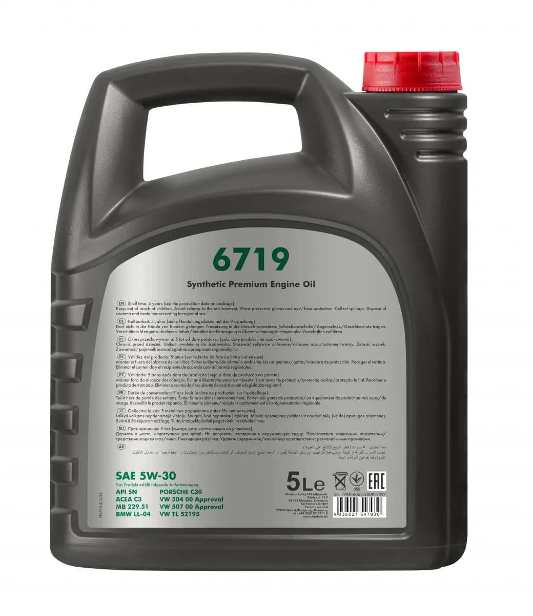 OLEJ DO VAG 5W30 5L SN / C3 / 229.51 / 504.00 507.00 / LL04 / C30 / PLASTIKOWE OPAKOWANIE