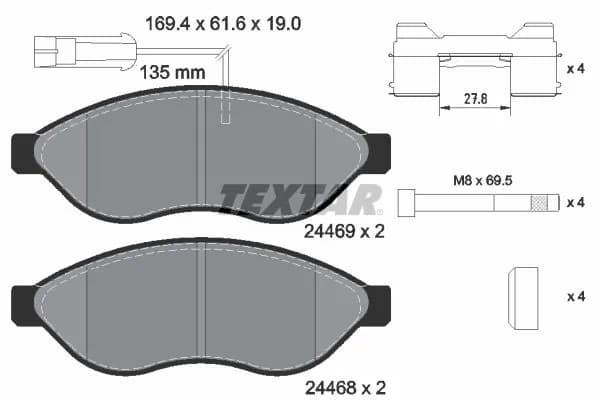 Kit de plaquettes de frein, frein a disque